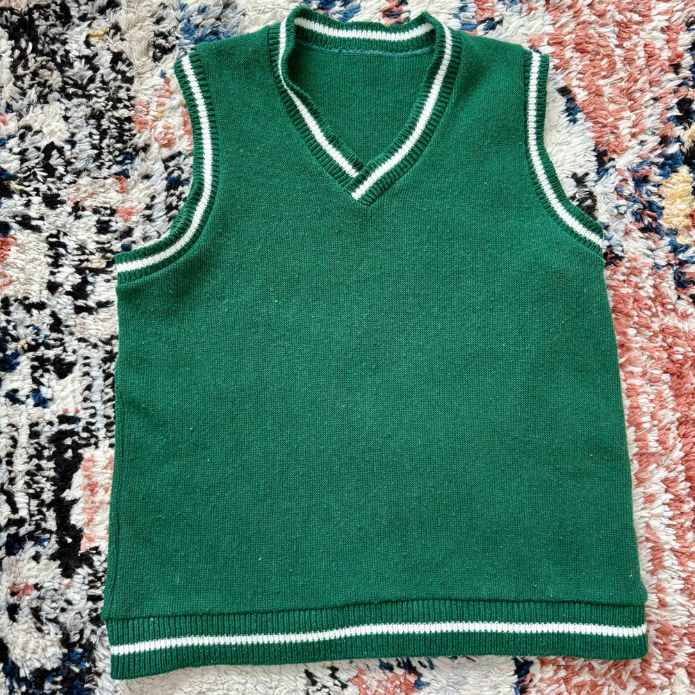 Vintage 70's Green V-Neck Sweater Vest